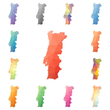 Portugal geometric polygonal, mosaic style maps collection.のイラスト素材