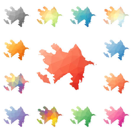 Azerbaijan geometric polygonal, mosaic style maps collection.のイラスト素材