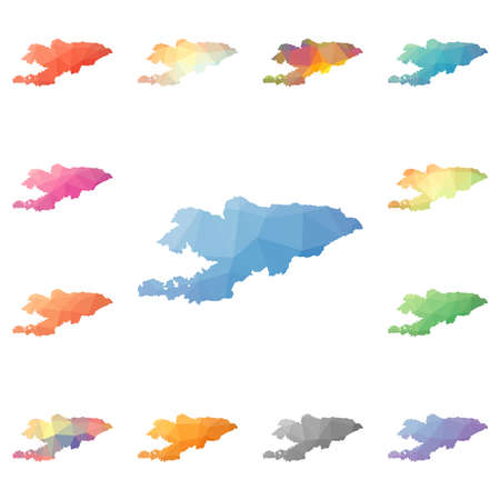 Kyrgyzstan geometric polygonal, mosaic style maps collection.のイラスト素材