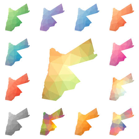 Jordan geometric polygonal, mosaic style maps collection.のイラスト素材