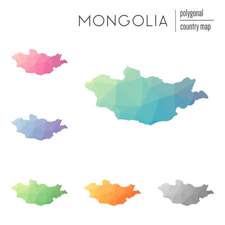 Set of polygonal Mongolia maps.のイラスト素材
