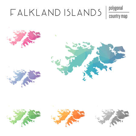 Set of Multicolored Falkland Islands (Malvinas) map in geometric style for your infographics.のイラスト素材