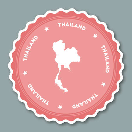 Thailand sticker flat design. Round flat style badges of trendy colors with country map and name. Country sticker vector illustration.のイラスト素材