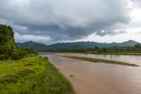 River and jungle near Bardia national park in western Nepal.の写真素材
