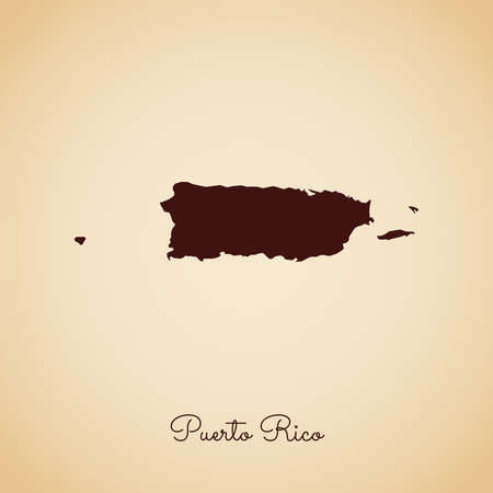 Puerto Rico region map: retro style brown outline on old paper background. Detailed map of Puerto Rico regions. Vector illustration.のイラスト素材