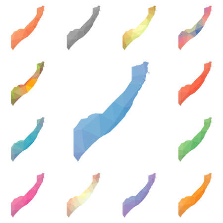Somalia geometric polygonal, mosaic style maps collection. Bright abstract tessellation, low poly style, modern design. Somalia polygonal maps for your infographics or presentation.のイラスト素材