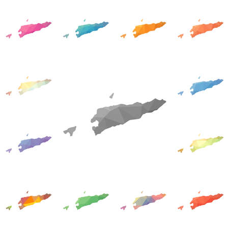 Timor-Leste geometric polygonal, mosaic style maps collection.のイラスト素材