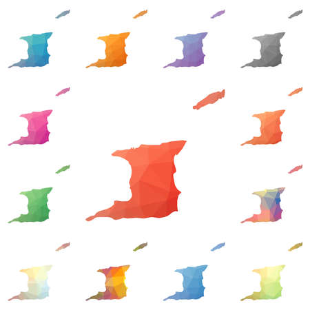 Trinidad and Tobago geometric polygonal, mosaic style maps collection.のイラスト素材