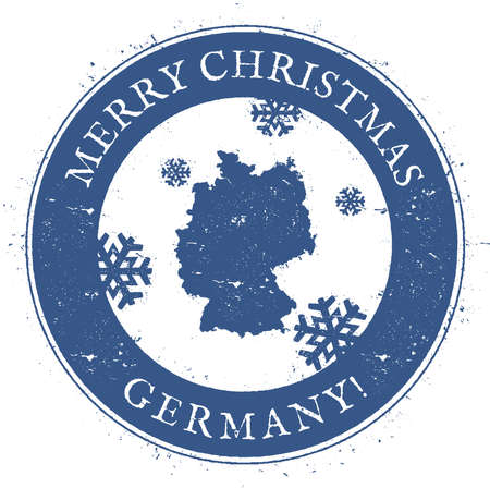 Germany map. Vintage Merry Christmas Germany Stamp. Stylised rubber stamp with county map and Merry Christmas text, vector illustration.のイラスト素材