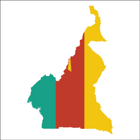 Cameroon high resolution map with national flag.のイラスト素材