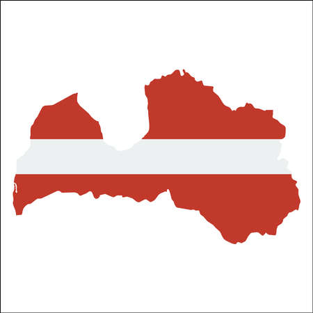 Latvia high resolution map with national flag.のイラスト素材