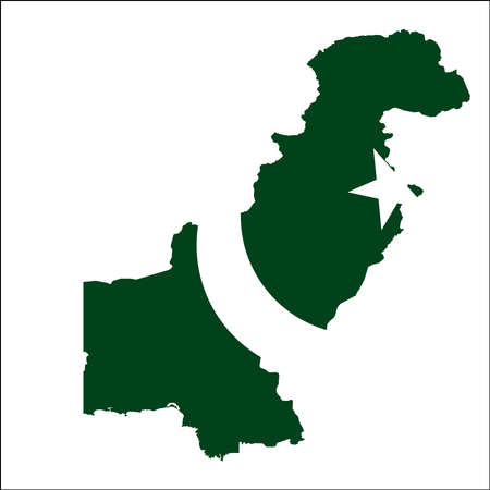 A Pakistan high resolution map with national flag.のイラスト素材
