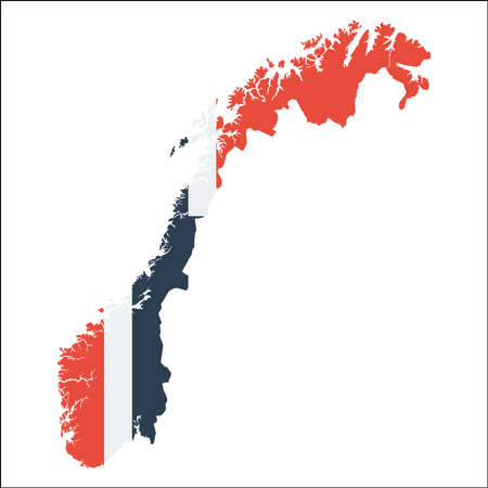 Norway high resolution map with national flag.のイラスト素材