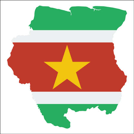 Suriname high resolution map with national flag.のイラスト素材