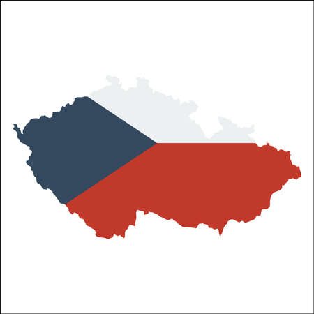 Czech Republic high resolution map with national flag.のイラスト素材
