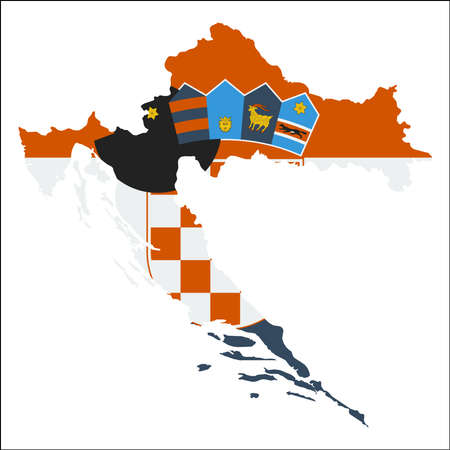 Croatia high resolution map with national flag.のイラスト素材
