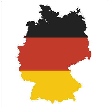 Germany high resolution map with national flag.のイラスト素材