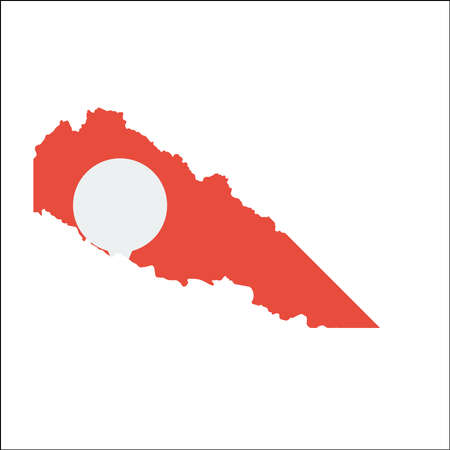 Nepal high resolution map with national flag. Flag of the country overlaid on detailed outline map isolated on white background.のイラスト素材