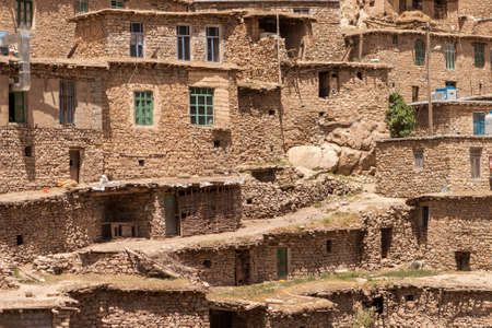 Traditional old stony houses in Palangan village, Kurdistan, Iran.の写真素材