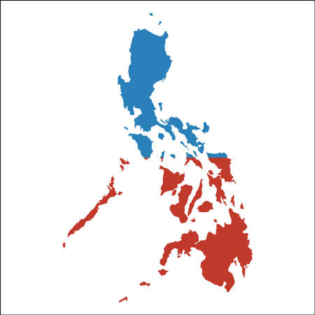 Philippines high resolution map with national flag. Flag of the country overlaid on detailed outline map isolated on white background.のイラスト素材
