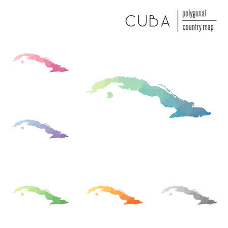 Set polygonal Cuba mapsのイラスト素材