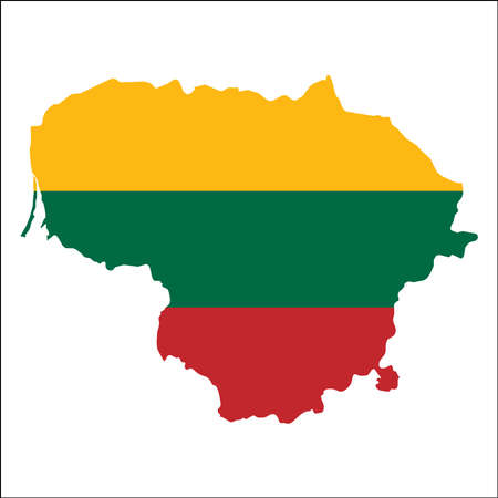 Lithuania high resolution map with national flag.のイラスト素材