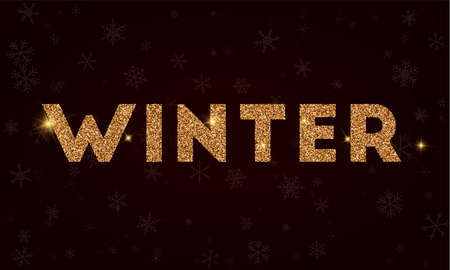 Winter golden glitter greeting card luxurious design illustration.のイラスト素材