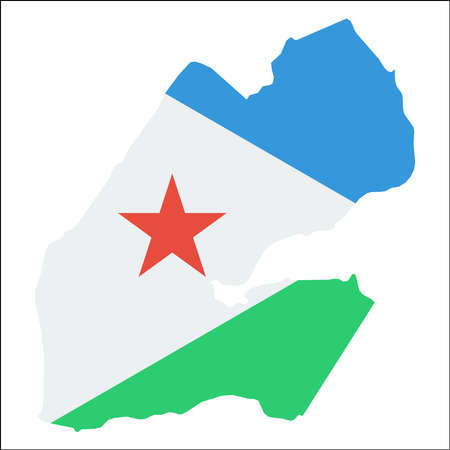 Djibouti high resolution map with national flag.のイラスト素材