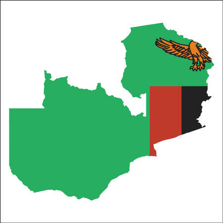 Zambia high resolution map with national flag.のイラスト素材