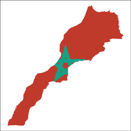 Morocco high resolution map with national flag.のイラスト素材