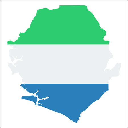 Sierra Leone high resolution map with national flag.のイラスト素材