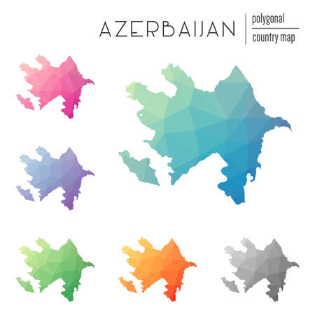 Set of vector polygonal Azerbaijan maps.のイラスト素材