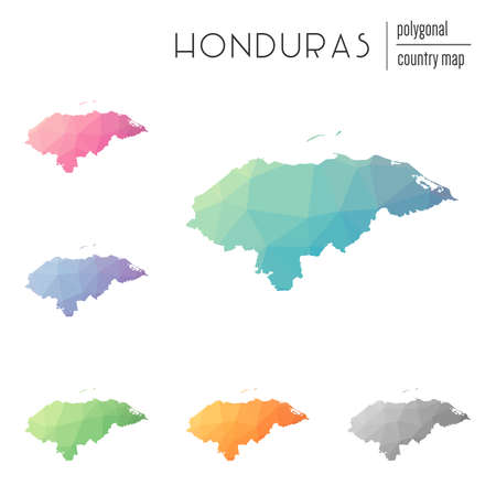 Set of vector polygonal Honduras maps.のイラスト素材