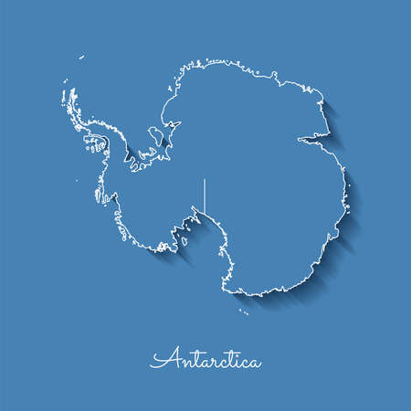 Antarctica region map: blue with white outline and shadow on blue background. Detailed map of Antarctica regions. Vector illustration.のイラスト素材