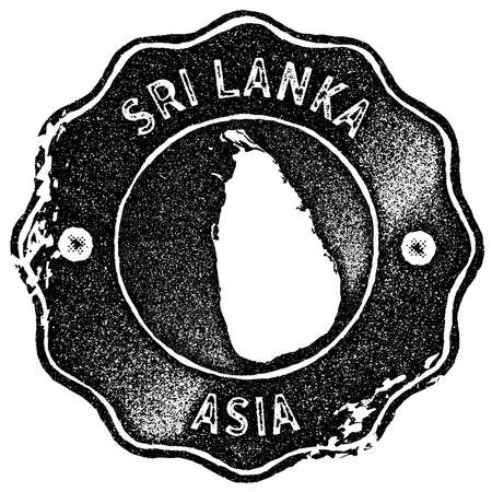 Sri Lanka map vintage stamp.のイラスト素材