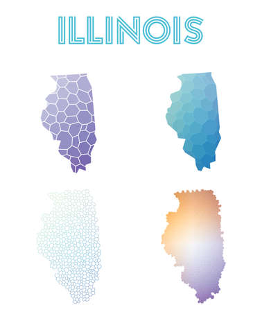 Set of Illinois  map icon.のイラスト素材