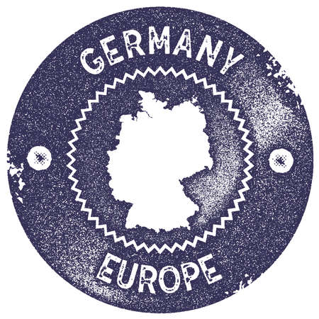 Germany map vintage stamp. Retro style handmade label, badge or element for travel souvenirs. Deep purple rubber stamp with country map silhouette. Vector illustration.のイラスト素材