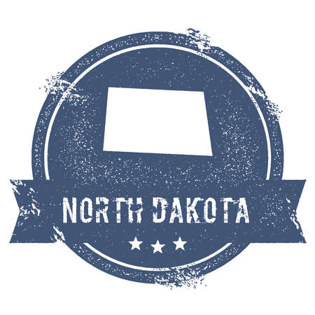 North Dakota mark. Travel rubber stamp with the name and map of North Dakota, vector illustration. Can be used as insignia,  label, sticker or badge of USA state.のイラスト素材