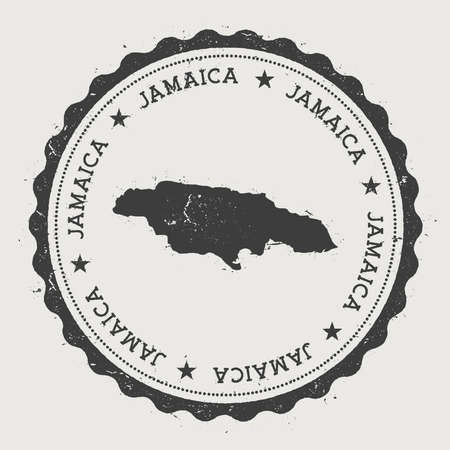 Jamaica hipster round rubber stamp with country map. Vintage passport stamp with circular text and stars, vector illustration.のイラスト素材