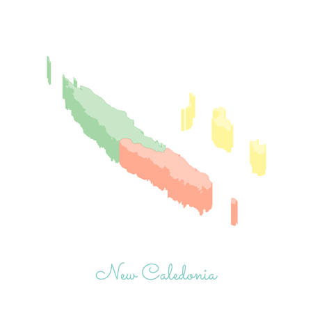 New Caledonia region map: colorful isometric top view. Detailed map of New Caledonia regions. Vector illustration.のイラスト素材