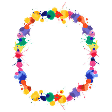 Letter O of hand made watercolor splash font. Bright colorful expressive blots alphabet. Vector illustration.のイラスト素材
