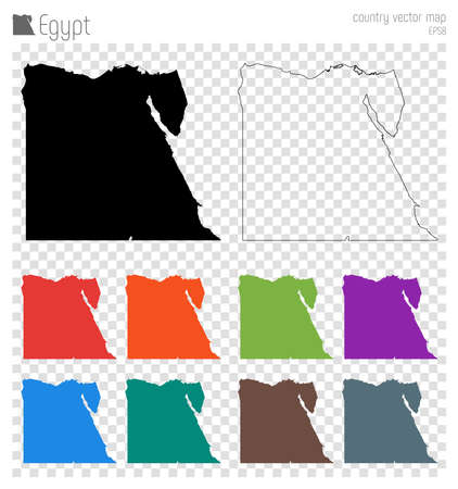Egypt high detailed map. Country silhouette icon. Isolated Egypt black map outline. Vector illustration.のイラスト素材