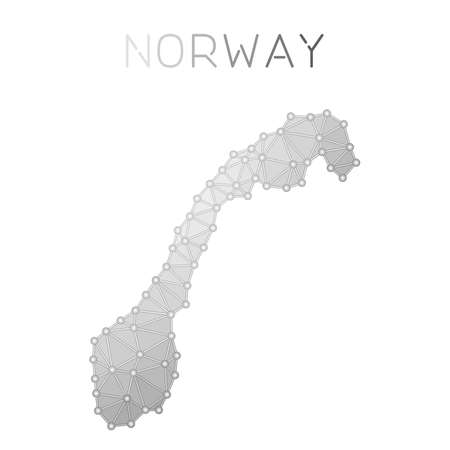 Norway polygonal vector map. Molecular structure country map design. Network connections polygonal Norway map in geometric style for your infographics.のイラスト素材