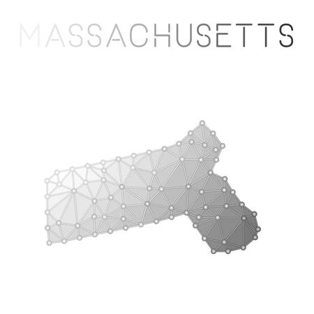 Grey Massachusetts polygonal map on a white backgroundのイラスト素材
