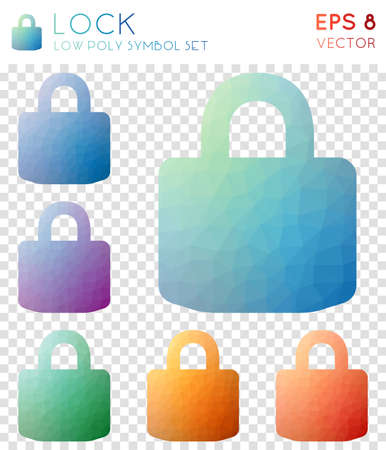 Ste of colorful lock geometric polygonal iconsのイラスト素材