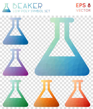 Colorful beaker geometric polygonal iconsのイラスト素材