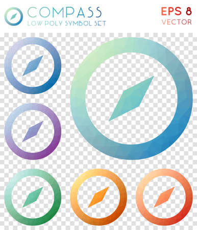 Set of colorful compass geometric polygonal icons.のイラスト素材
