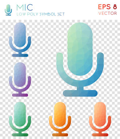 Set of colorful microphone geometric polygonal icons.のイラスト素材