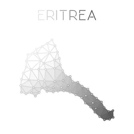 Eritrea polygonal vector map. Molecular structure country map design. Network connections polygonal Eritrea map in geometric style for your infographics.のイラスト素材