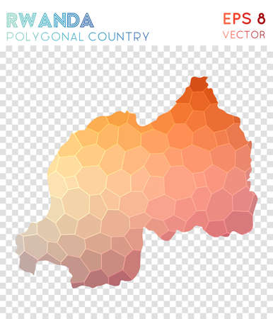 Rwanda polygonal map, mosaic style country. Beauteous low poly style, modern design. Rwanda polygonal map for infographics or presentation.のイラスト素材